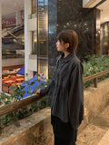 [BAONHAUS] Builder Collar Button Shirring Long Sleeve Blouse