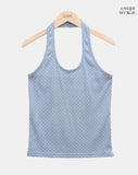 Roden Pearl Button Dot Halter Sleeveless