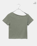 Sasha Stud Rivet Unbalanced Off-Shoulder Short Sleeve T-Shirt