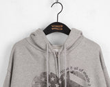 Some People Heart Flag Print Overfit Long Sleeve Hood Zip-Up