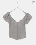 Kiha lace see-through puff crop short-sleeve T-shirt