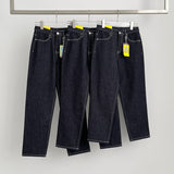 Raw banding brushed span no dyeing straight denim pants