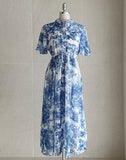 Aichoo Toile Chiffon Pattern String Long One Piece
