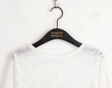 Pezzle See-Through Paisley Incision Split Cropped Long Sleeve T-Shirt