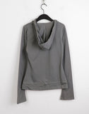 Rti Vintage V-neck Lace Hood Long Sleeve T-shirt