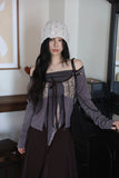 Antique Aru Off-Shoulder Cardigan