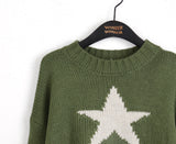 Leamu Green Star Crop Knit