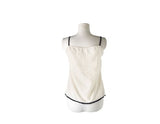 Modern Stripe Ribbon Shirring Color Matching Sleeveless