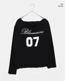 Marill Number Lettering Printed One-Off Shoulder Long Sleeve T-Shirt