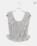 [Two Way] Furen Off-Shoulder Shirring Frill Sleeveless Blouse