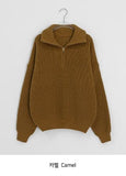 [unisex] Hobella High Neck Half Zip-Up Knit Cardigan