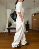 Nunt pintuck stitch wide cotton pants