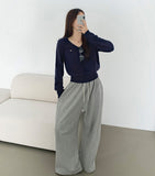 Colorful Pendant Point V-Neck Long Sleeve Knit