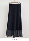 Ain Dot Chiffon Banding Long Skirt