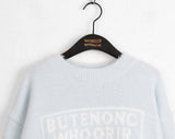 Butter roll lettering overfit crop long sleeve knit