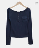 Soren Pocket U-Neck Long Sleeve T-Shirt