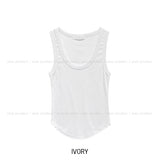 [U-BASIC/1+1] Lucy Ribbed U-Neck Mango Sleeveless