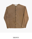 Crunchy linen ribbed round neck cardigan