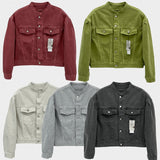 Pigmented cropped denim jacket