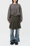 (W) Mitz Checked Pleats Skirt