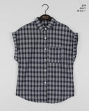 Lupo Linen Roll-Up Pocket Checkered Short Sleeve Shirt
