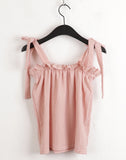 Mass Chiffon Frill Banding Ribbon Strap Sleeveless