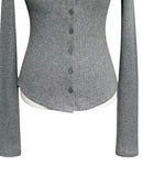 Mude V-Neck Slim Ribbed Knit Cardigan