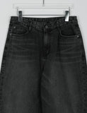 Medit Cat Washing Cut Wide Black Denim Pants
