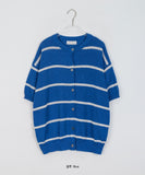 [unisex] Kosoni Color Stripe Boucle Short Sleeve Cardigan