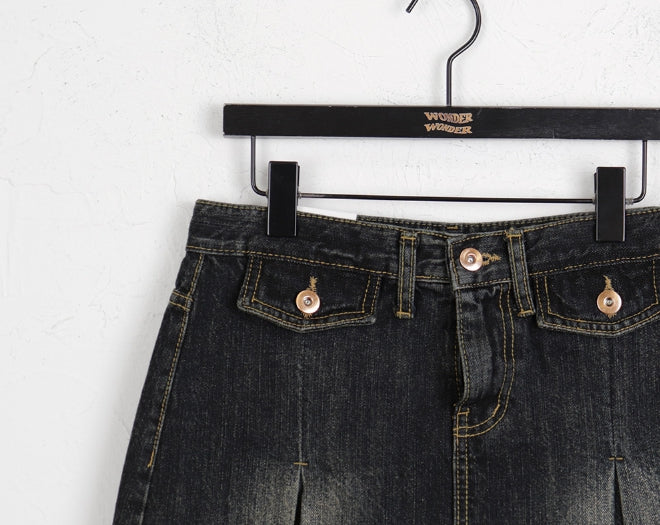 【WONDER WONDER】Poltz y2k Pleats Mini Denim Skirt Poltz y2k pleated mini denim skirt - WONDER WONDER | 60