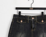 Poltz y2k Pleats Mini Denim Skirt