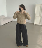 Winter Folding Pintuck Two-Way Wide Jogger Banding Brushed Pants