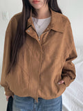 Camu Suede Slit Blouson Jacket