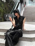Pigment Sleeveless Line Hood Zip-up