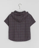 Demro Flower Check Short Sleeve Hood Shirt