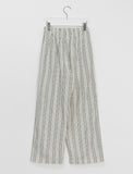 Kvus Linen Stripe Banding Wide Pants