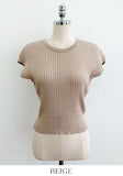 Kidden Round Neck Ribbed Cap Sleeve Knit