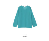 Bone linen V-neck knit