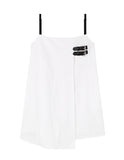 [mnem] Buckle Nylon Midi Dress