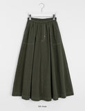 Doroni banding stitch long flare skirt
