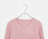 Pimin Angora V-neck long-sleeved knit