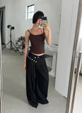 [with cup] TWO TONE HALTER TOP
