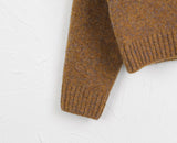 Wool Stripe Color Matching Button Round Long Sleeve Knitwear