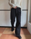 Curden Diagonal Cut Curved Bootcut Pants