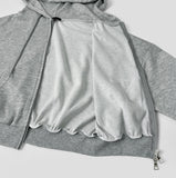 Two-Way Zipper Balloon Crop Hood Zip-Up