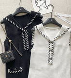 Jenny Color Matching Sailor Collar Knit Mini One Piece