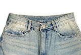 Poyu Light Blue Washing Denim Wide Pants