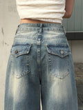 Nuhi Vintage Washing Back Pocket Denim Pants