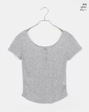 Naun Flower Round Button Short Sleeve T-Shirt
