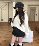 Tiyee slit V-neck unbalance long knit